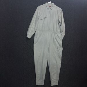 Henry Grethel Striped Denim Long Sleeve Utility Jumpsuit Streetwear VTG L
